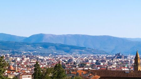 View of Florence from the Boboli gardens. Vacation in Tuscany, Italy. Travel and Architecture...
