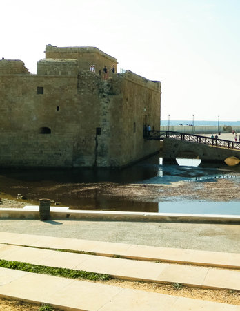 Paphos Castle - Byzantine fort located at the entrance to Paphos Harbor. Tourist attraction on the...