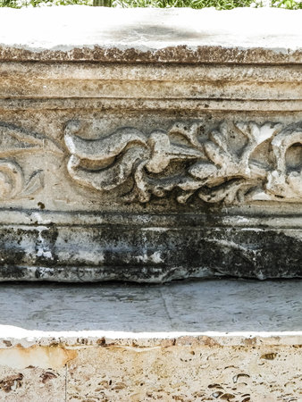 Ancient ruins in park in the city center of Constanta, Romagna. History and architecture concept.