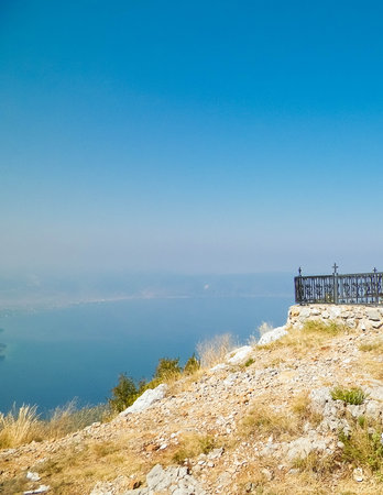 Chapel on mountain top in Galicica National Park, Macedonia. Religion and exploration concept.