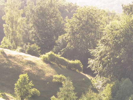 The mountainous landscape of Kashubia. Wiezyca region in Poland.