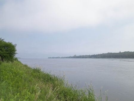 The estuary of the Vistula was seen from Sobieszewska island. Nature of northern Poland.