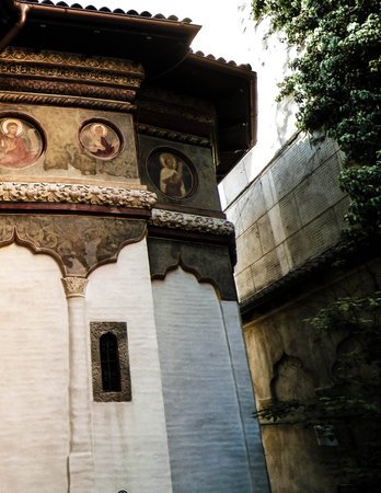 Stavropoleos Monastery Church in Bucharest, Romania. Architecture, religion and exploration concept.