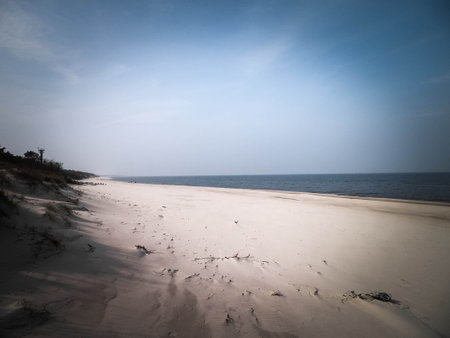 Baltic sea coast on a sunny day. Lazy, Poland travel and nature concept.の写真素材