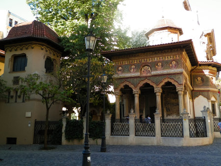 Stavropoleos Monastery Church in Bucharest, Romania. Architecture, religion and exploration concept.の写真素材