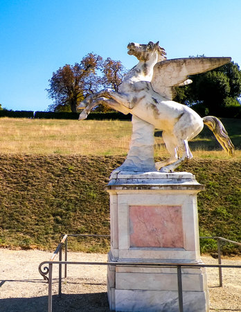 Sculpture of Pegasus at the Boboli Gardens in Florenceの写真素材