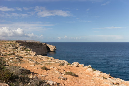 Landscape of Marfa Peninsula. North part of Malta.の写真素材
