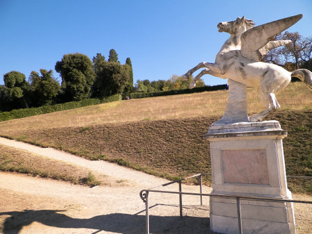 Sculpture of Pegasus at the Boboli Gardens in Florenceの写真素材