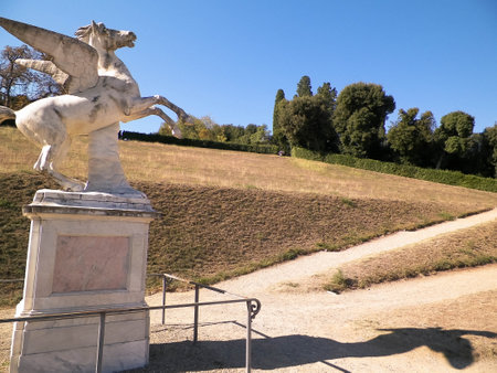 Sculpture of Pegasus at the Boboli Gardens in Florenceの写真素材
