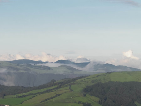 Mountain landscape of Sao Miguel island. Azores archipelago. Beauty of nature.の写真素材