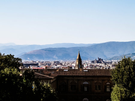 View of Florence from the Boboli gardens. Vacation in Tuscany, Italy. Travel and Architecture concept.の写真素材