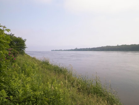 The estuary of the Vistula was seen from Sobieszewska island. Nature of northern Poland.の写真素材