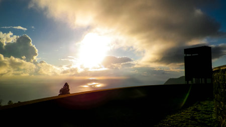 Scenic view of the Atlantic Ocean from the coast of Sao Miguel Island. Azores archipelago.の写真素材