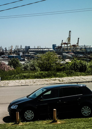 Port and shipyard in Constanta, Romania.の写真素材