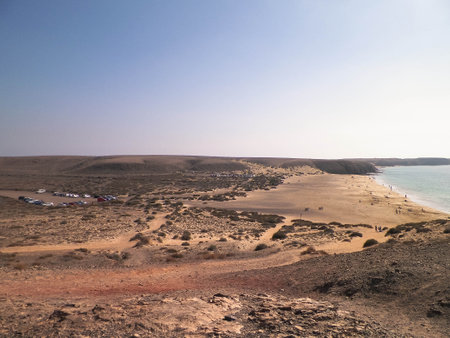 Beautiful Canarian coast. Nature concept, Lanzarote island landscape and sea coast, Papagayo beach. Lanzarote is part of Canarian islands archipelagoの写真素材