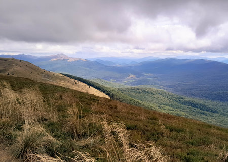 Landscape of Bieszczady Mountains which is the northern part of Carpatian Mountains. Beauty of...