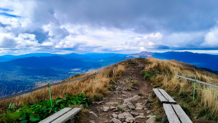 Beautiful view of Bieszczady from top of the mountain.の写真素材