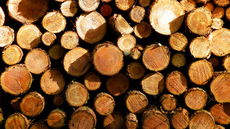 Wooden beams as nature background. Forest clearance -environmental protection and agriculture...