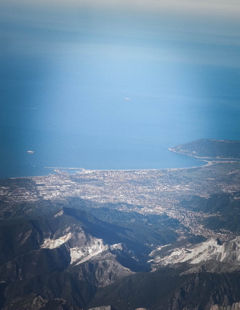 Landscape of Apennine Mountains and Ligurian Sea Coast. Northern Apennines.の写真素材