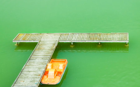 Pier on lake. Cruise and recreation concept.の写真素材
