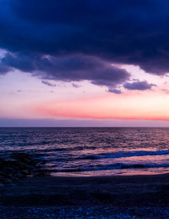 Stunning view of sunset sky over sea. Beauty of nature.の写真素材