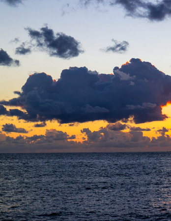 Beautiful sunrise or sunset sky over Mediterranean Sea.の写真素材