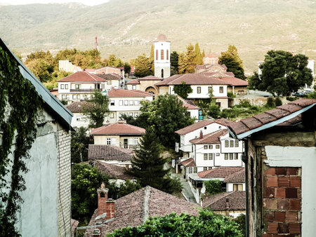 Architecture of Ohrid City - monastery in city center. Ochrid is an ancient city, one of 28 sites that are part of UNESCO's World Heritage and that are Cultural as well as Natural sites.の写真素材