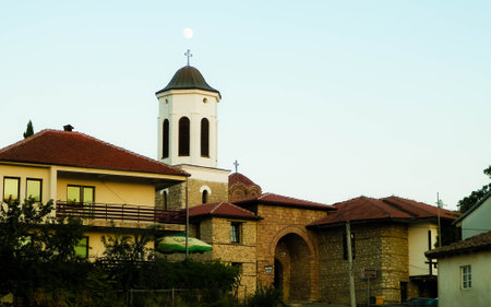 Architecture of Ohrid City - monastery in city center. Ochrid is an ancient city, one of 28 sites that are part of UNESCO's World Heritage and that are Cultural as well as Natural sites.の写真素材