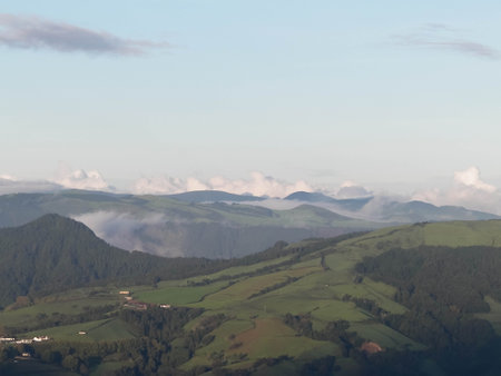 Mountain landscape of Sao Miguel island. Azores archipelago. Beauty of nature.の写真素材