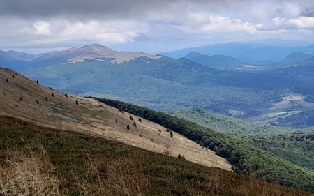 Beautiful view of Carpathians from top of the mountain. Beauty of nature.の写真素材