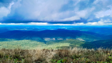 Beautiful view of Bieszczady from top of the mountain.の写真素材