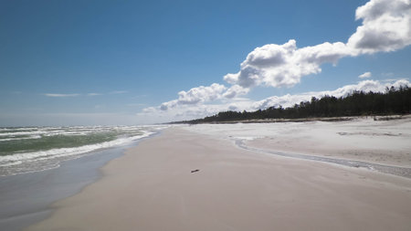 Huge beach. Baltic Sea coast. Stilo is one of the biggest beaches in Poland.の写真素材
