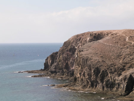 Rocks on the coast of Lanzarote Island. Beauty of nature. Travel concept.の写真素材