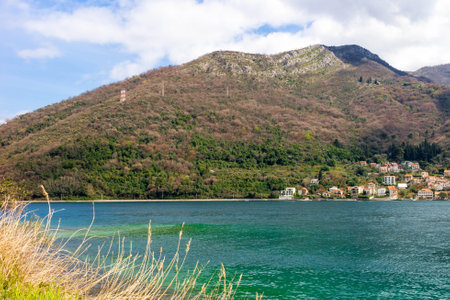Small village on the coast of Kotorska Bay. Montenegro.の写真素材
