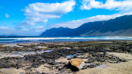 The Atlantic shore in Caleta de Famara. Lanzarote Island. Canarians.の写真素材