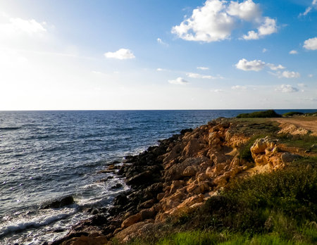 Coastal area in Cyprus near Coral Bay. Pure nature.の写真素材