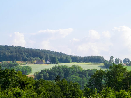 Mountainous landscape of Wiezyca. Wiezyca is mountainous mart of Kashubia region in Poland.の写真素材