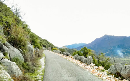 Road over lovcen mountains in Montenegro. Beauty of nature. Autumn season.の写真素材