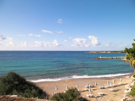 Coral Bay on Cyprus. Touristic attraction.の写真素材