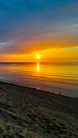 Beautiful sunrise over the Baltic Sea. Poland Gdansk Bay. Beauty of nature concept.の写真素材