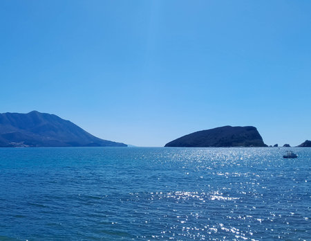 Sveti Nicola Island near Budva in Montenegro. Beautiful Adriatic Sea.の写真素材