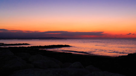 Sunset over Mediterranean sea. Beauty of nature.の写真素材