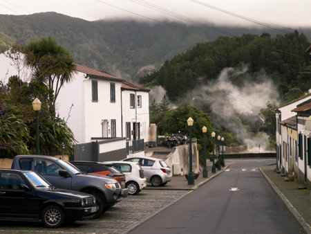 Furnas on Sao Miguel Island is a city of hot springs and popular touristic attraction. Azores archipelago.の写真素材