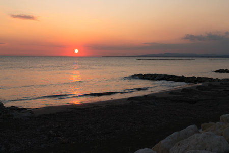 Sunset over Mediterranean sea. Beauty of nature.の写真素材