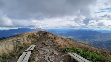 Beautiful view of Bieszczady from top of the mountain.の写真素材