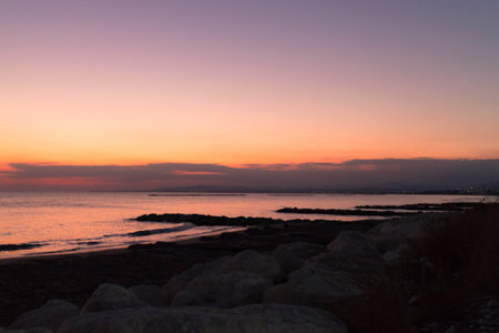 Sunset over Mediterranean sea. Beauty of nature.の写真素材