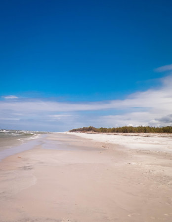 Huge beach. Baltic Sea coast. It is one of the biggest beaches in Poland.の写真素材