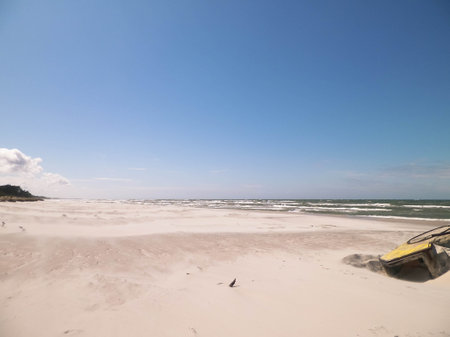Huge beach in Stilo. Baltic Sea coast. Stilo is one of the biggest beaches in Poland.の写真素材