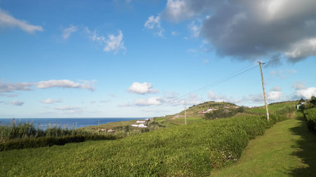 Beautiful view of coastal area on Sao Miguel island. Beautiful nature of Azores.の写真素材