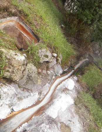 Thermal baths and hot springs in Furnas on Sao Miguel Island. Azores. Touristic attraction.の写真素材